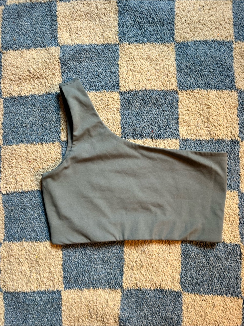 Girlfriend collective One-Shoulder Women's Crop Top in Slate Gray